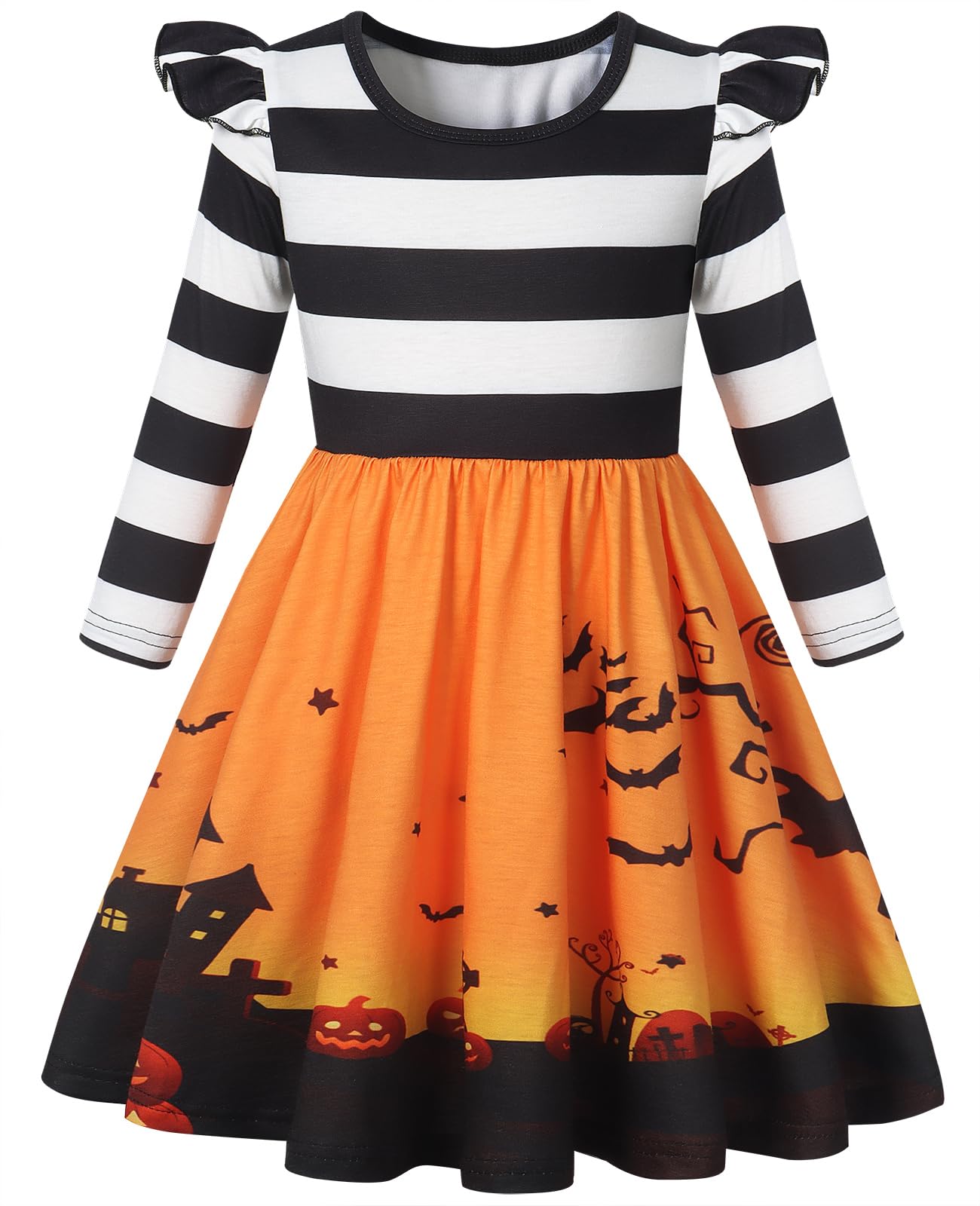 WonderBabe Girls Dress Long Sleeve Toddler A-Line Cute Midi Casual Sundress