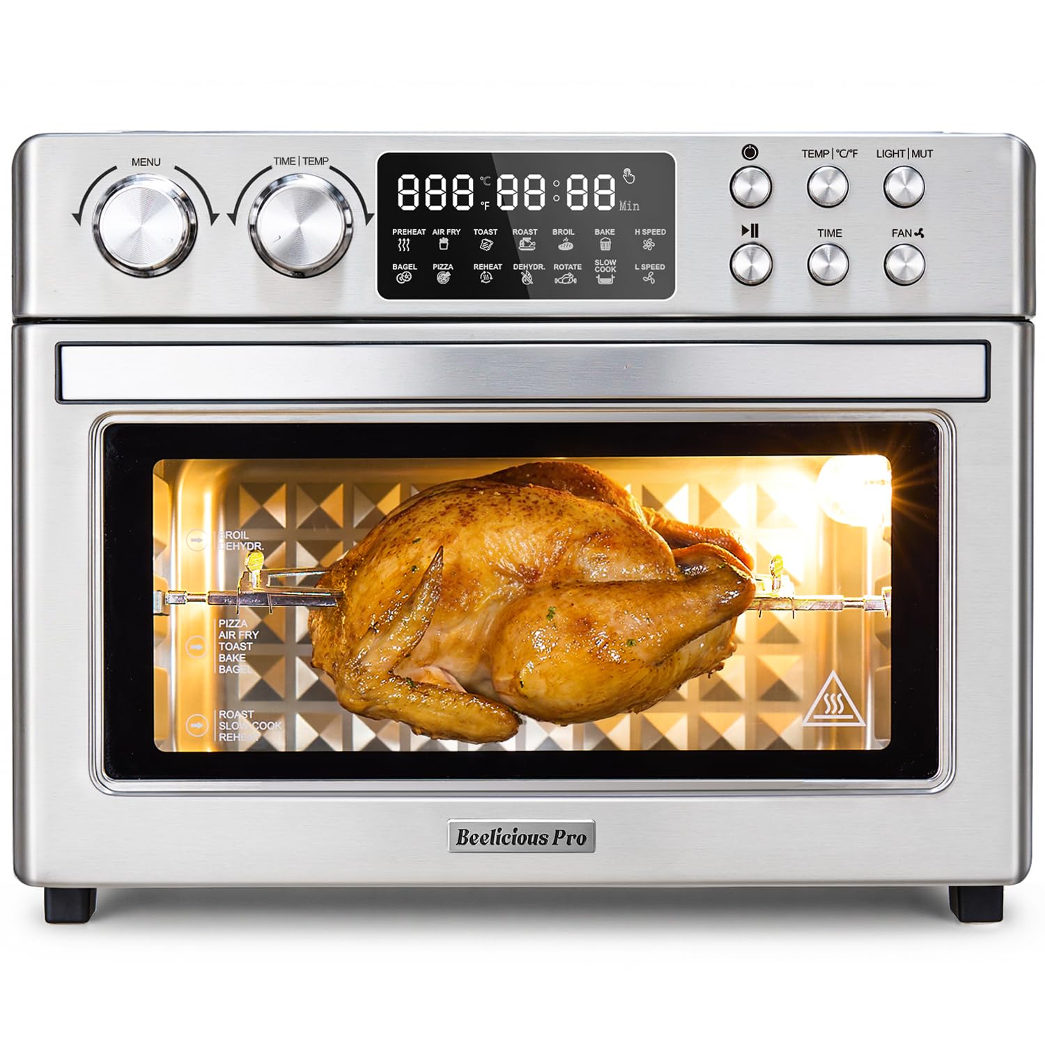 28QT Air Fryer Toaster Oven Combo, Large Countertop Oven with Next-Gen HeatWave Convection, 3-Layer Cooking, Silver-tone