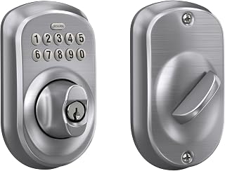Schlage Electronic Keypad Deadbolt Lock, Plymouth Trim, Satin Chrome