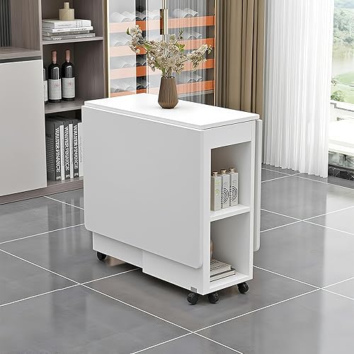 Miniatura 6 de LUMISOL Juego de mesa de comedor plegable para 4, juego de mesa de cocina con 4 sillas, almacenamiento y 6 ruedas, juegos de comedor que ahorran