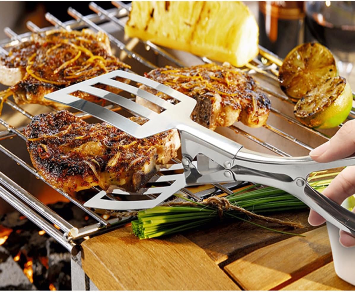 Generic Kitchen Serving Tongs Heat Resistant and Rust-proof Stainless Steel with Square Heads Food Clip and Bread for Bbq, Bread, and Fried Fish, for Hotel and Wedding Celebrations
