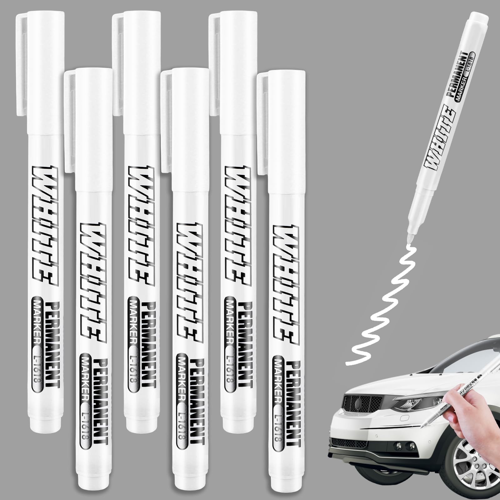 Jeffdad marcadores acrílicos blanco, 6unidades rotulador permanente blanco rotuladores acrilicos rotulador blanco permanente 1mm pintura acrílica blanco rotulador acrílico para papel madera metal