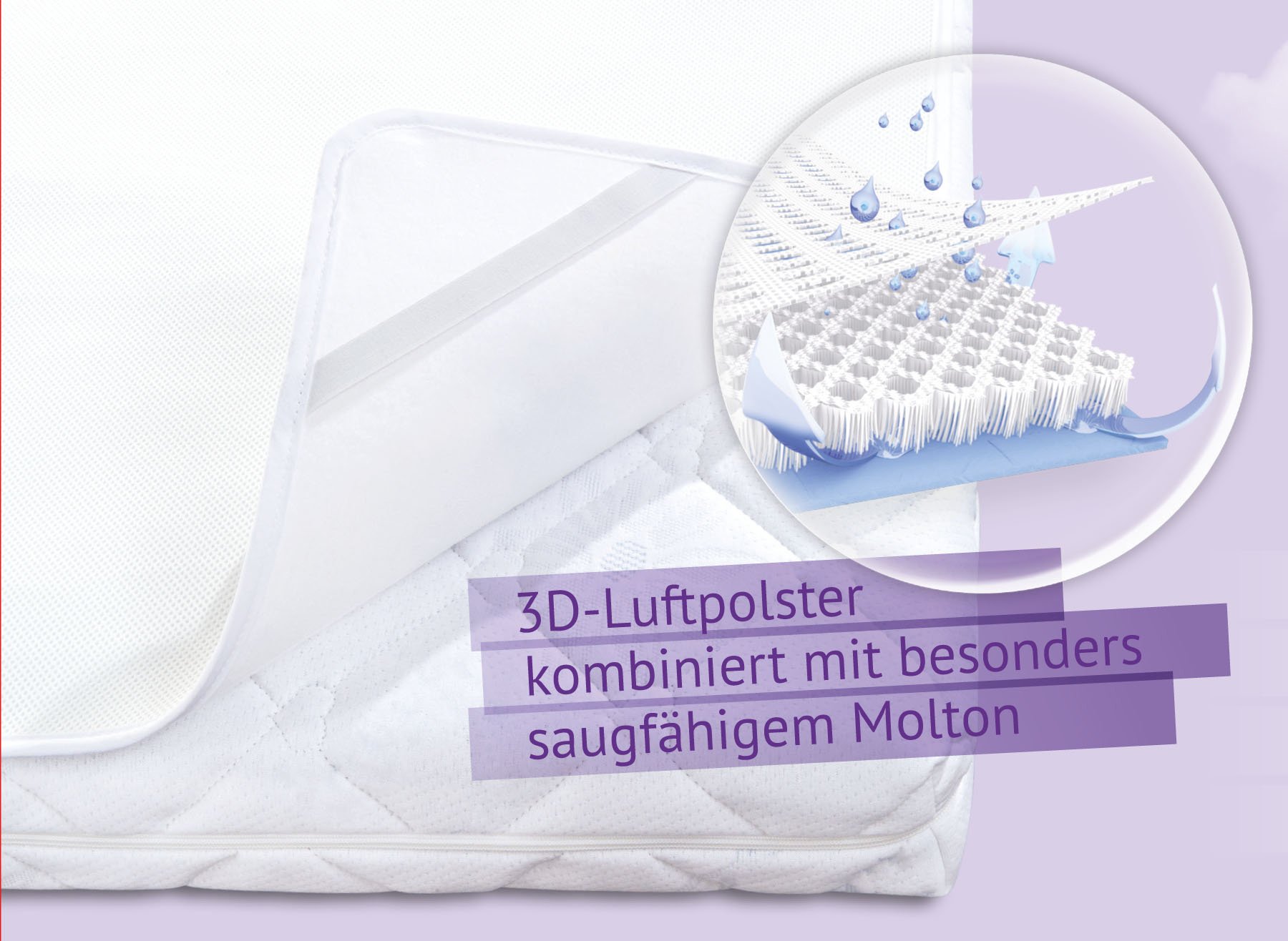 Träumeland Airsafe 3D Nässeschutzauflage mit 3D-Luftpolster zur verbesserten Luftzirkulation, Größe 70 x 140 cm