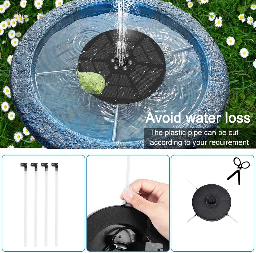 Solar Fountain Pump, Willcrew Solar Water Pump, 3.5W Floating Fountain with 6 LED Lights and 7 Nozzles for Bird Bath Garden Pool Decoration-7inch