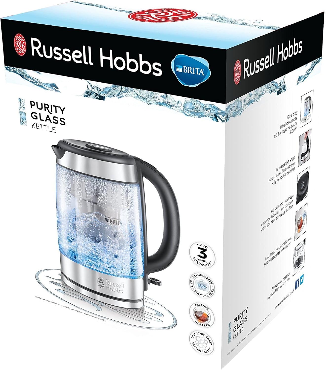 Russell Hobbs Russell Hobbs BRITA Filter Purity Glass 1.5L Electric Cordless Kettle for C… thumbnail 6