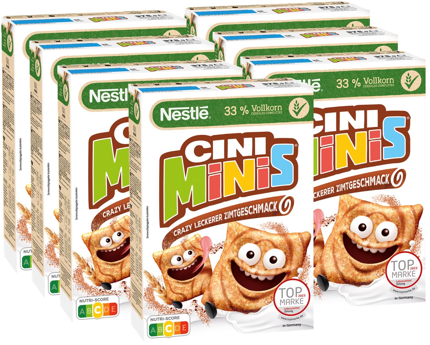 Nestlé CINI MINIS, Zimt Müsli, 37% vitales Vollkorn, Mit Vitaminen, Calcium und Eisen, Krunchy Knusper Flakes, 7er Pack (7x375g)