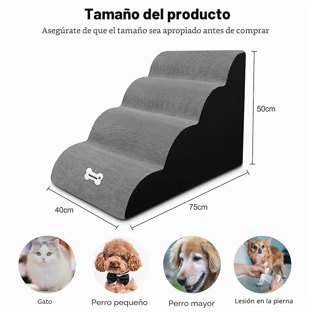 Foto 4 de 7 de Galatée Escaleras para Perros, Escaleras para Mascotas De 4 Peldaños