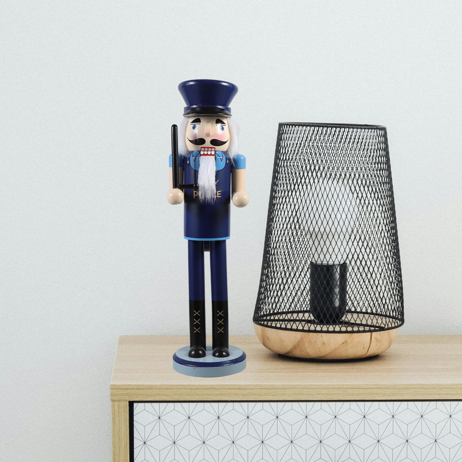 Beaupretty 3 Piezas Cascanueces de Mesa Policía Navideño de Madera Azul,