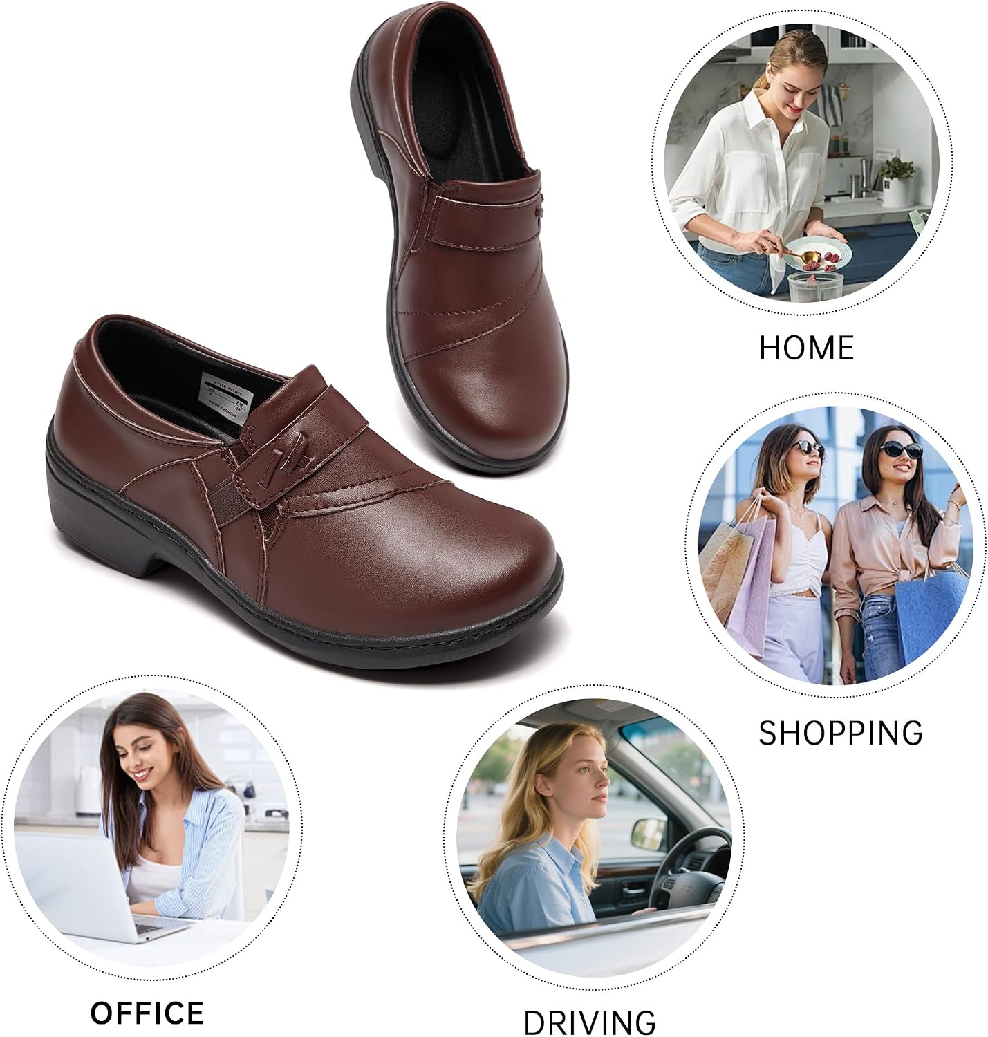 Women's Vegan Leather Loafers Slip-Ons - Lightweight Comfortable Shoes for Work Business Casual & Everyday Walking