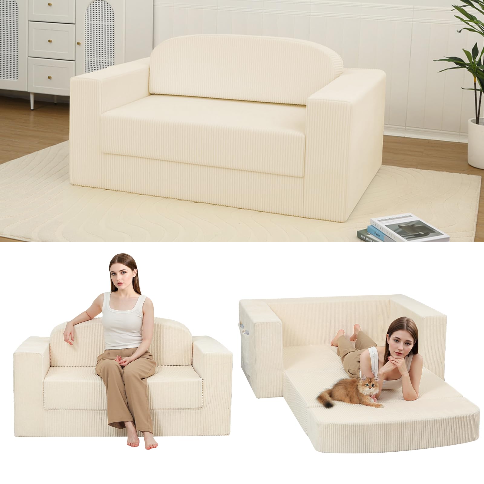 Cama de invitados plegable sin montaje para ahorrar espacio en pisos