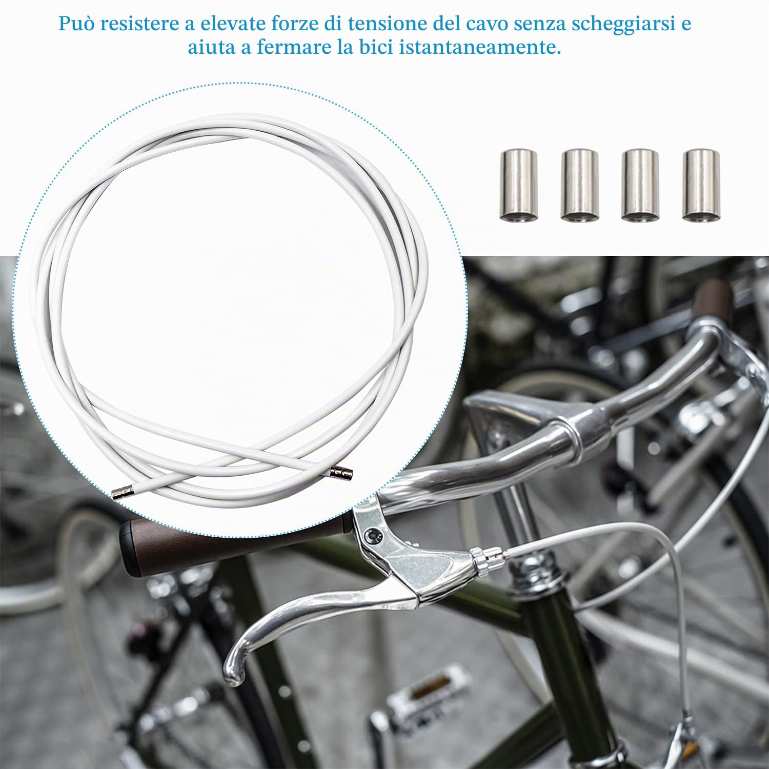 GIAK Cavo Freno Bici Kit Universale Cavi Cambio Bici cavo cambio Guaina freno bici Filo Freno Bici per MTB Montagna e Bicicletta da Strada (Bianco)