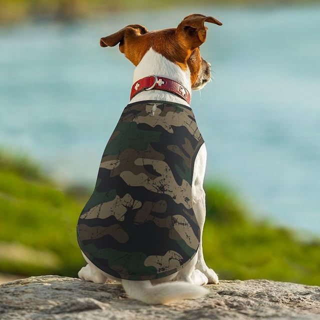 Foto 6 de 8 de Camisas Retro de Camuflaje para Perros, Ropa Estampada para Mascotas, Camisas para Cachorros