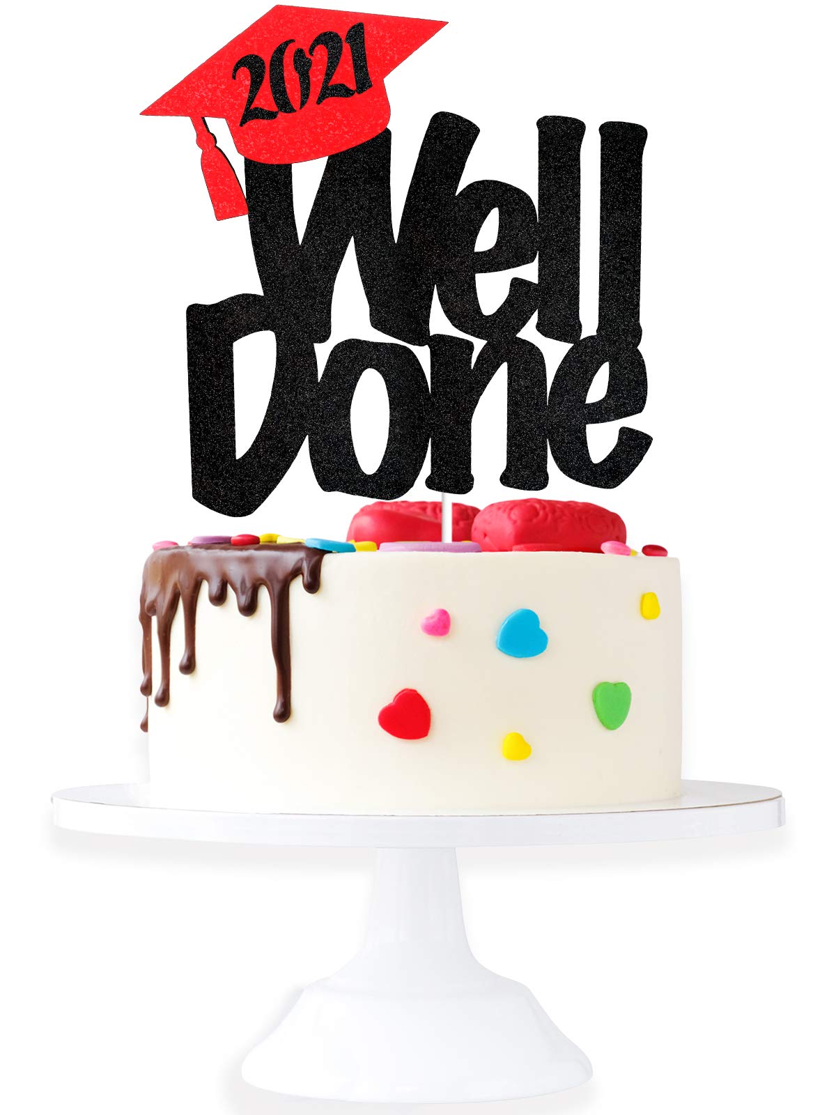 Holy Sh*t You Did It 2024 Graduation Cake Topper - Class Of 2024 Black Glitter Grad Cap Cake Topper Décor - Congrats Graduate Master Ph.D College Graduation Party Decoration