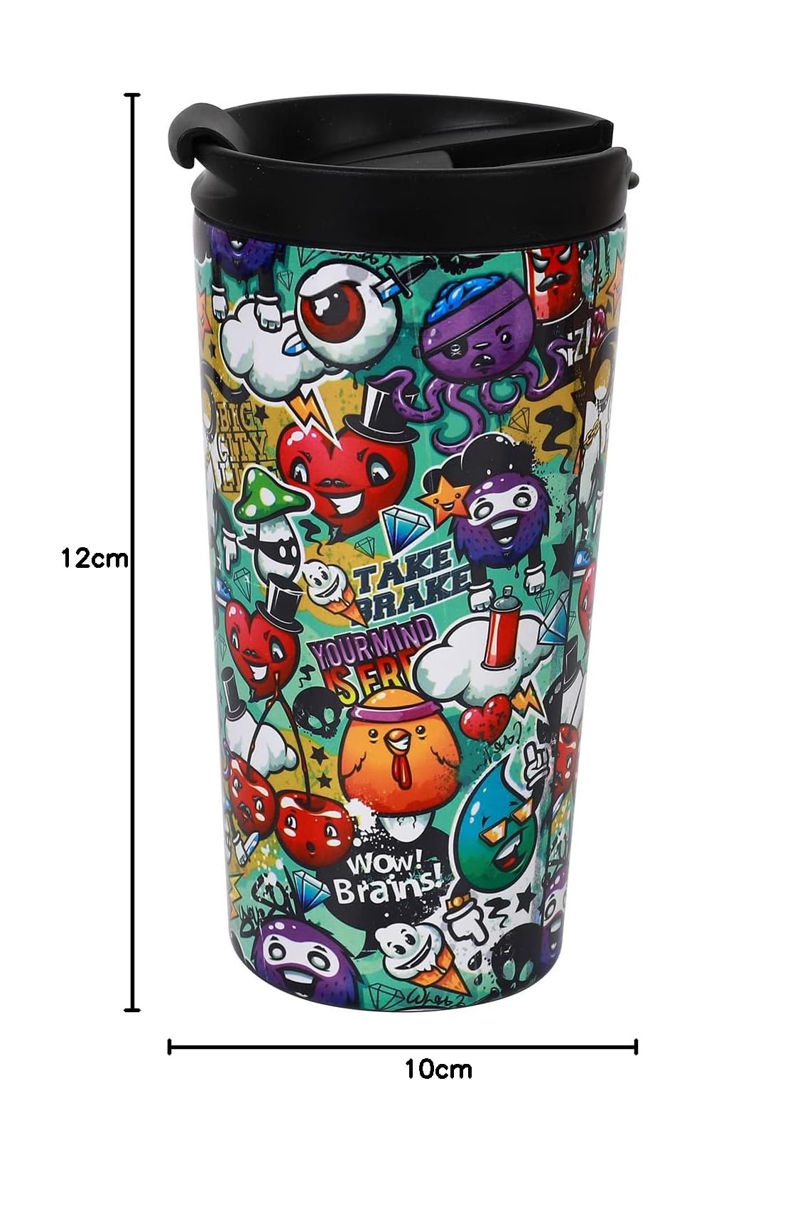 IDRINK - Thermobecher aus doppelwandigem Stahl 350 ml Verziert (Graffiti)