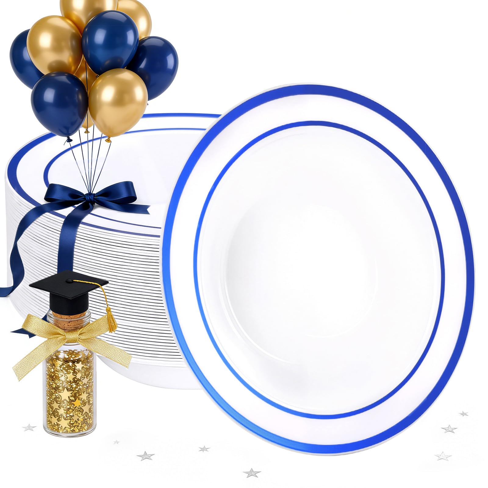 Goodluck Gold Rim Plastic Bowls - 25 Pack -9 Goodluck Gold Rim Plastic Bowls - 25 Pack -9