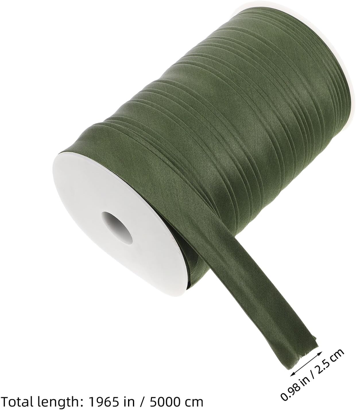 Didiseaon Double Fold Satin Bias Tape 2.5cm Dark Olive Green 50m Roll for Sewing Edge Binding Clothing Trim DIY Crafts