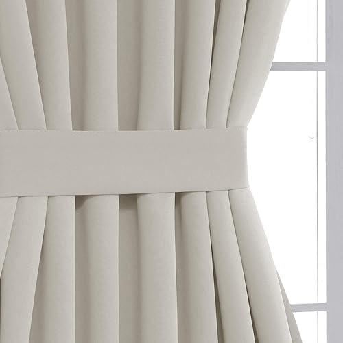 Miniatura 14 de Deconovo Cortina opaca de Navidad para puertas de vidrio y luces laterales, panel de privacidad con aislamiento térmico con doble bolsillo para