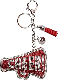 Bling Cheerleading Keychain Charms for Purse Handbags Backpacks, Rhinestone Cheer Accessories for Women, Spirit Team Gifts