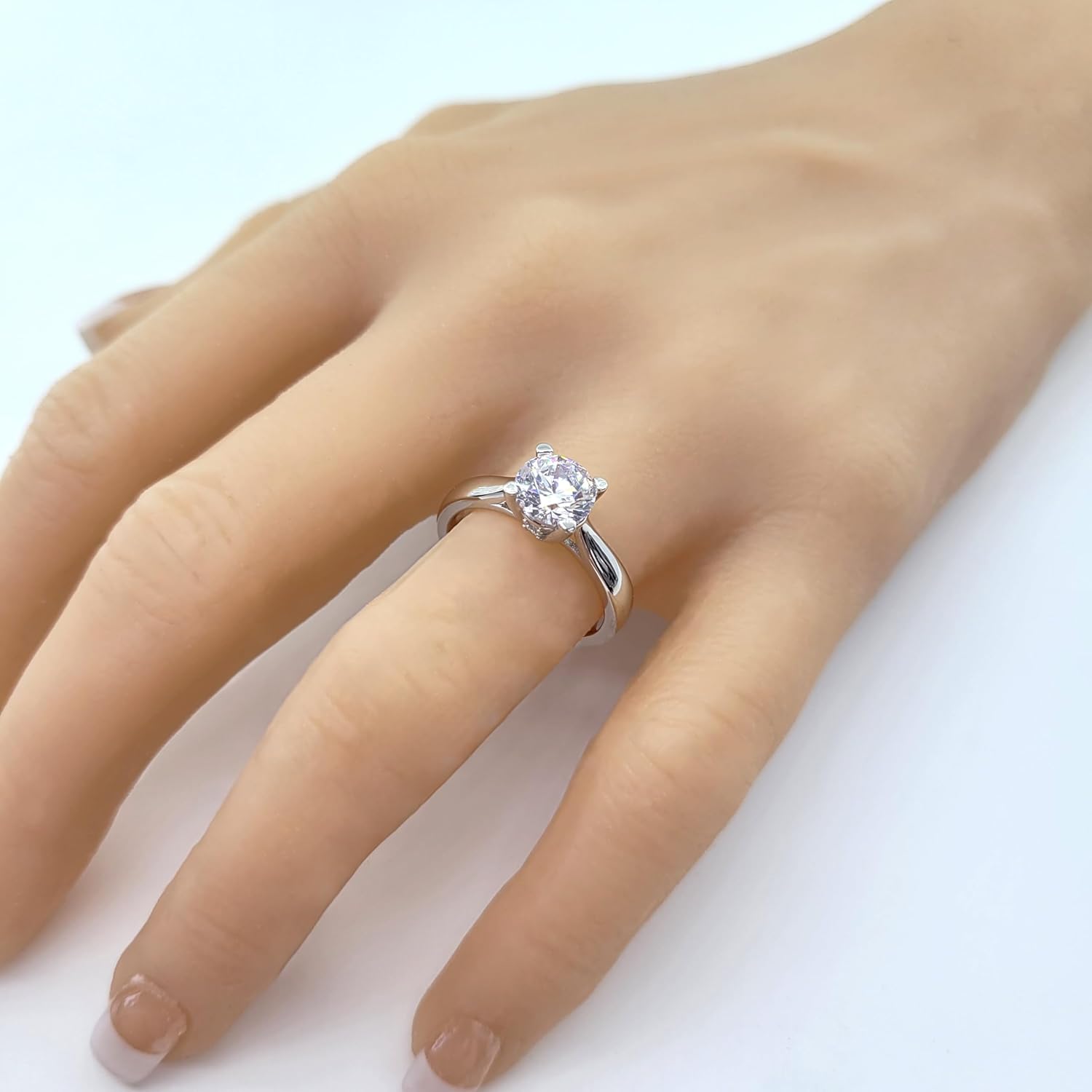 NANA Jewels 1to4ct Simulated Diamond Engagement ring Round-Princess-Cushion-Asscher Solitaire Lucita Cz & Silver - Image 3