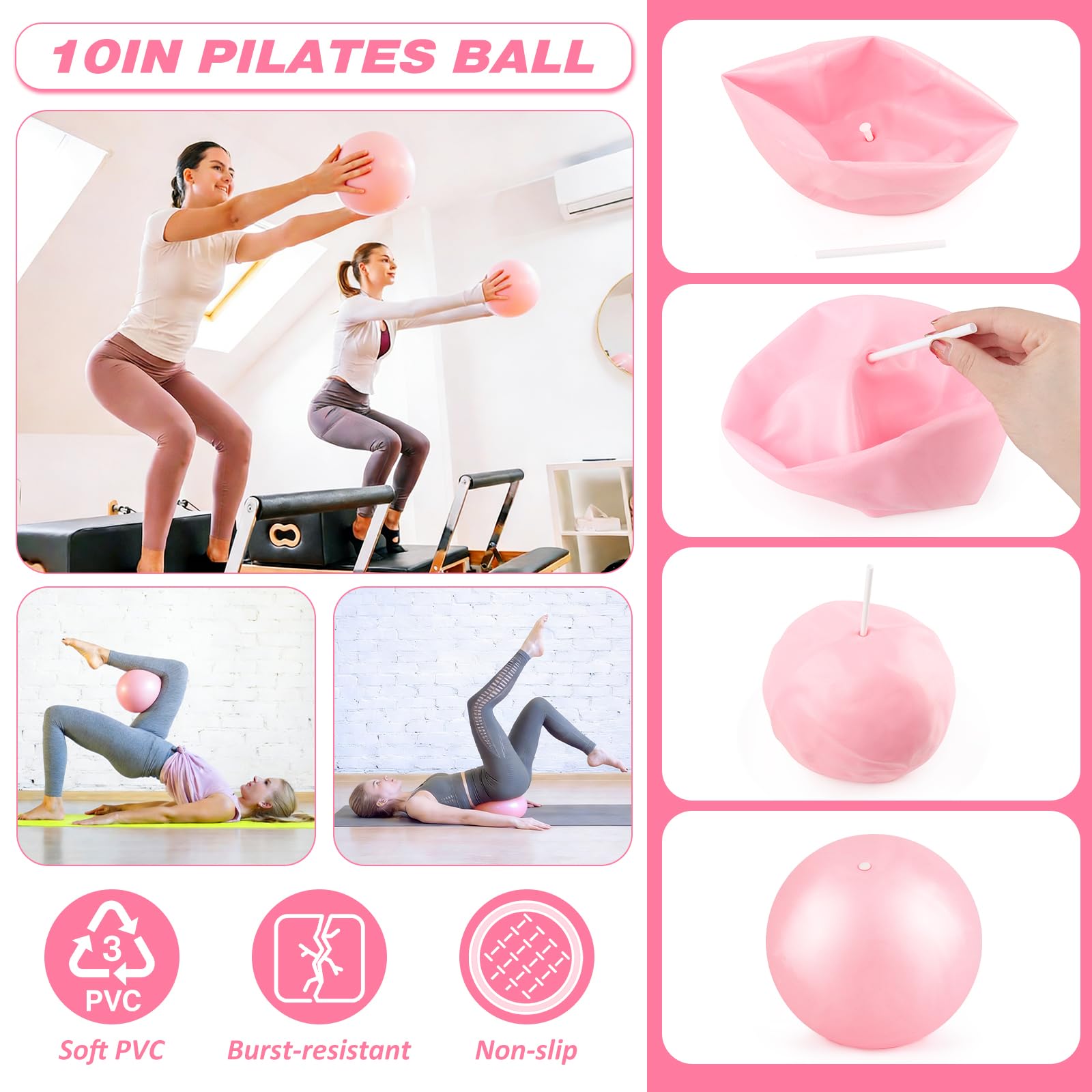 MXTIMWAN Kit Pilates Maison 13 Pièces Pilates Kit Pilates Accessoires Cercle Pilates, Ensemble Pilates Yoga avec Ballon de Yoga, Bandes de Résistance, Anneau de Pilates, Balle, Sangle, Sac Portable