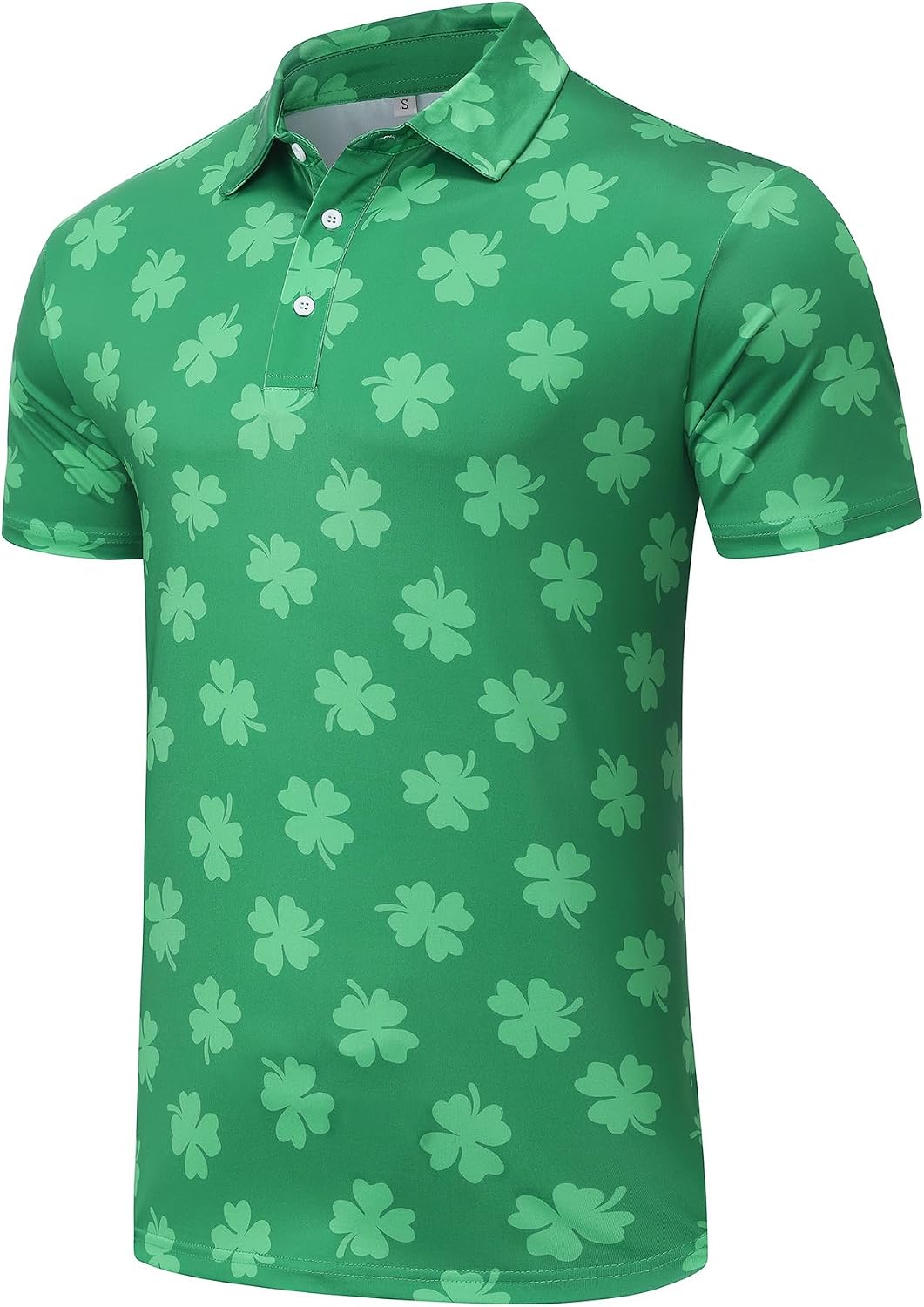 Mens St Patrick's Day Polo Shirt Irish Funny Four Leaf Clover Green Saint Paddy Tee Shirts Golf Top