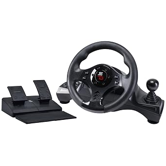 SUBSONIC Superdrive - GS750 racing steering wheel with pedals, paddles, shifter and vibration for Xbox Serie X/S, PS4, Xbox One, PS3, PC programmable for all games