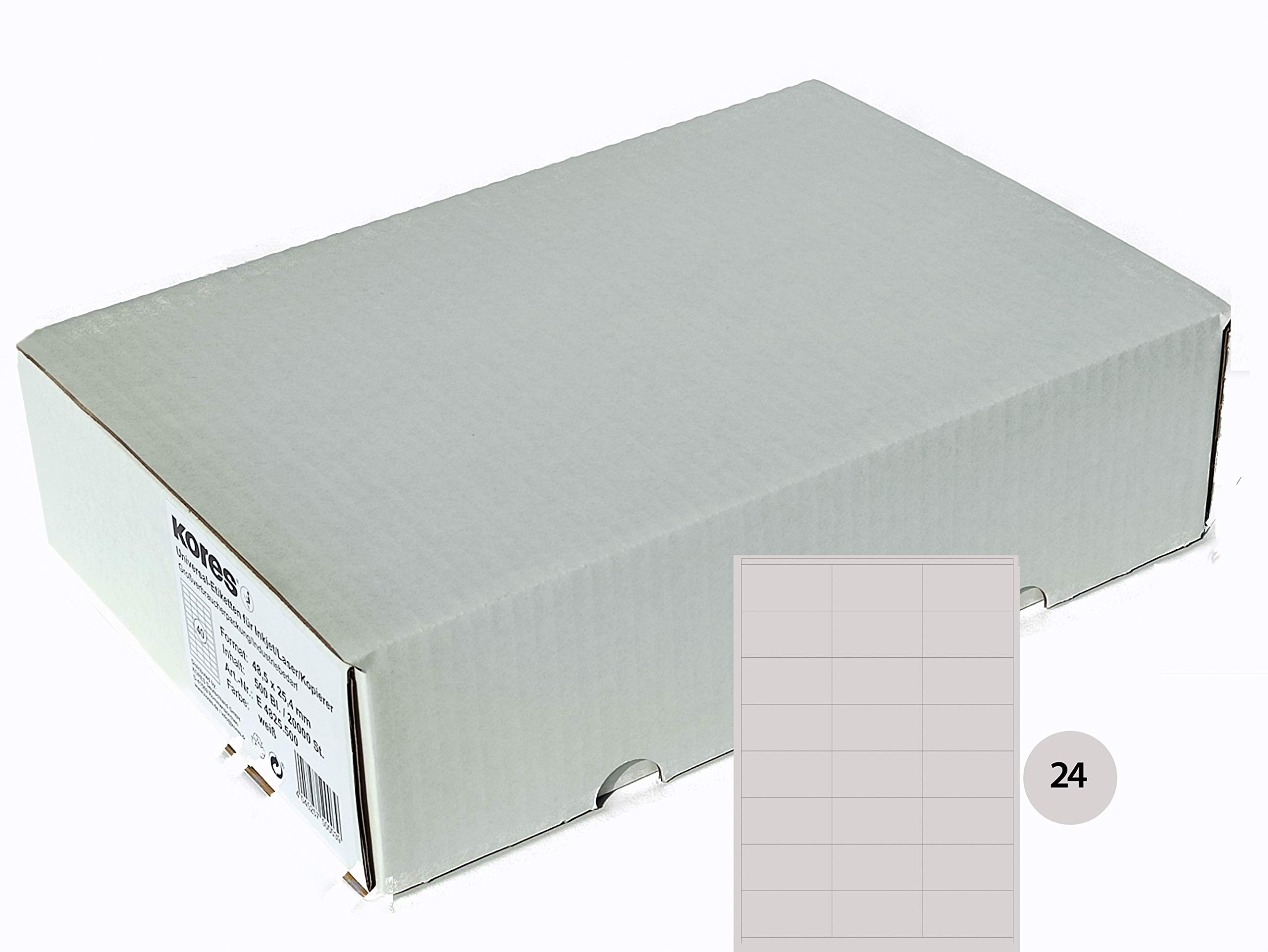 Kores - Etiquetas universales (70 x 36 mm, 500 folios), color blanco