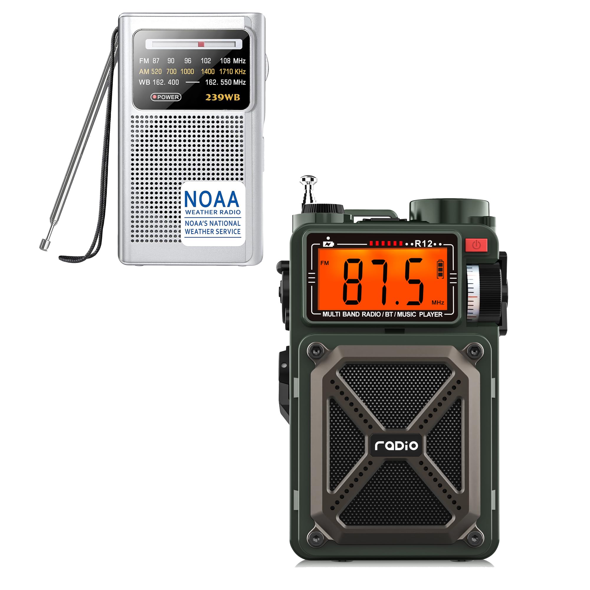 Rechargeable NOAA Weather/AM FM/Shortwave Radio + Bluetooth