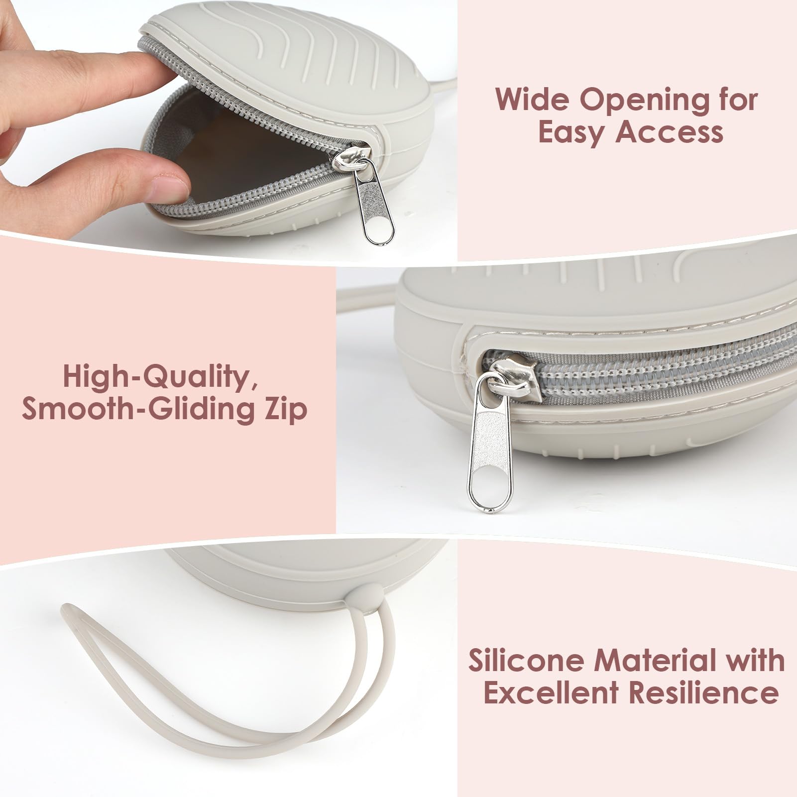 Silicone Boîte à Tétine Sans BPA 2 Pièces, Boîte de Rangement Étanche Portable pour Suceur Bébé Gris Rose
