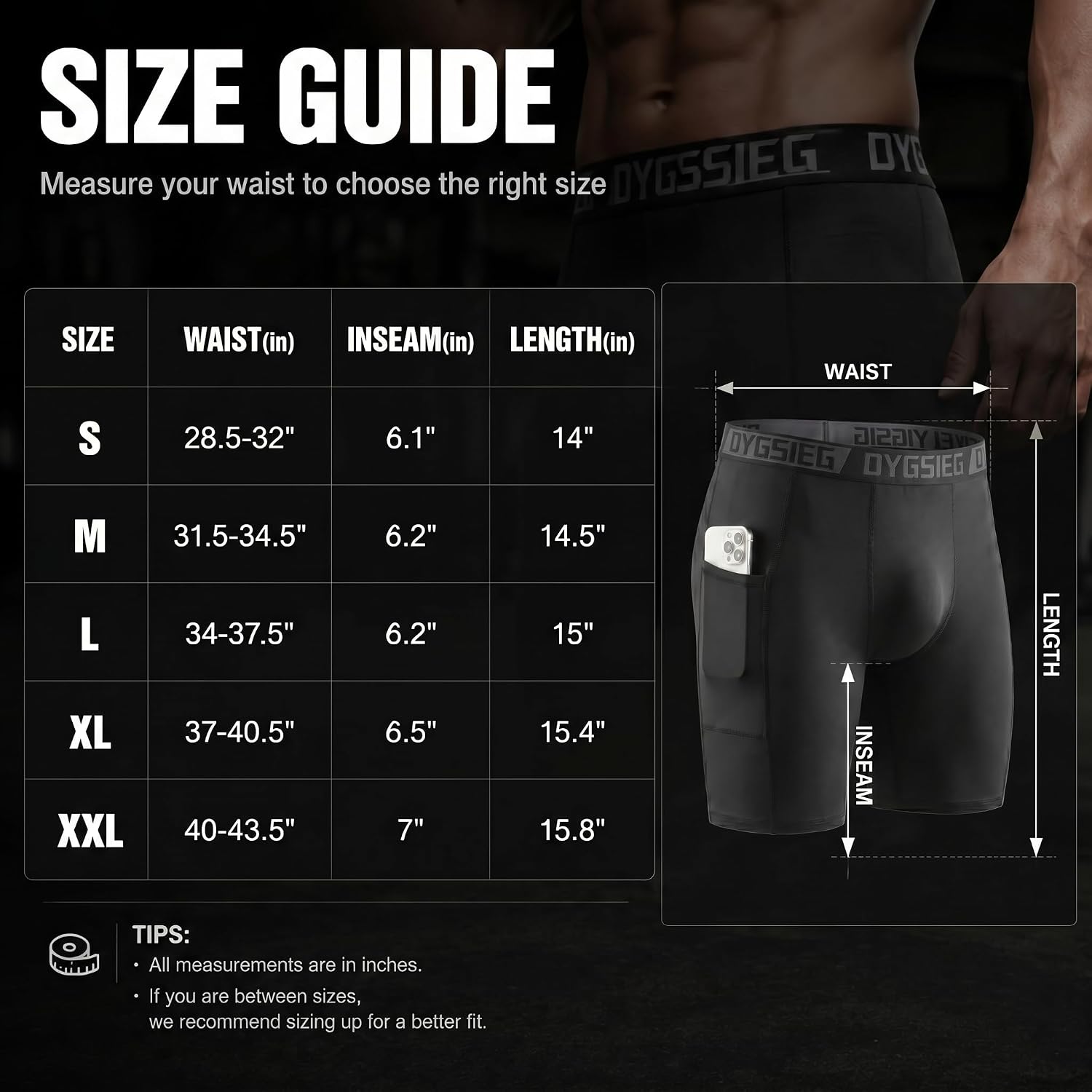 OYGSieg 5 Pack Mens Compression Shorts with Pockets,Athletic Underwear