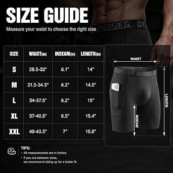 OYGSieg 5 Pack Mens Compression Shorts with Pockets,Athletic Underwear