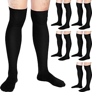 6 Pairs Compression Stockings 20-30 mmhg Knee Compression Socks XL Thigh High Compression Socks with Silicone Grip for Men and Women