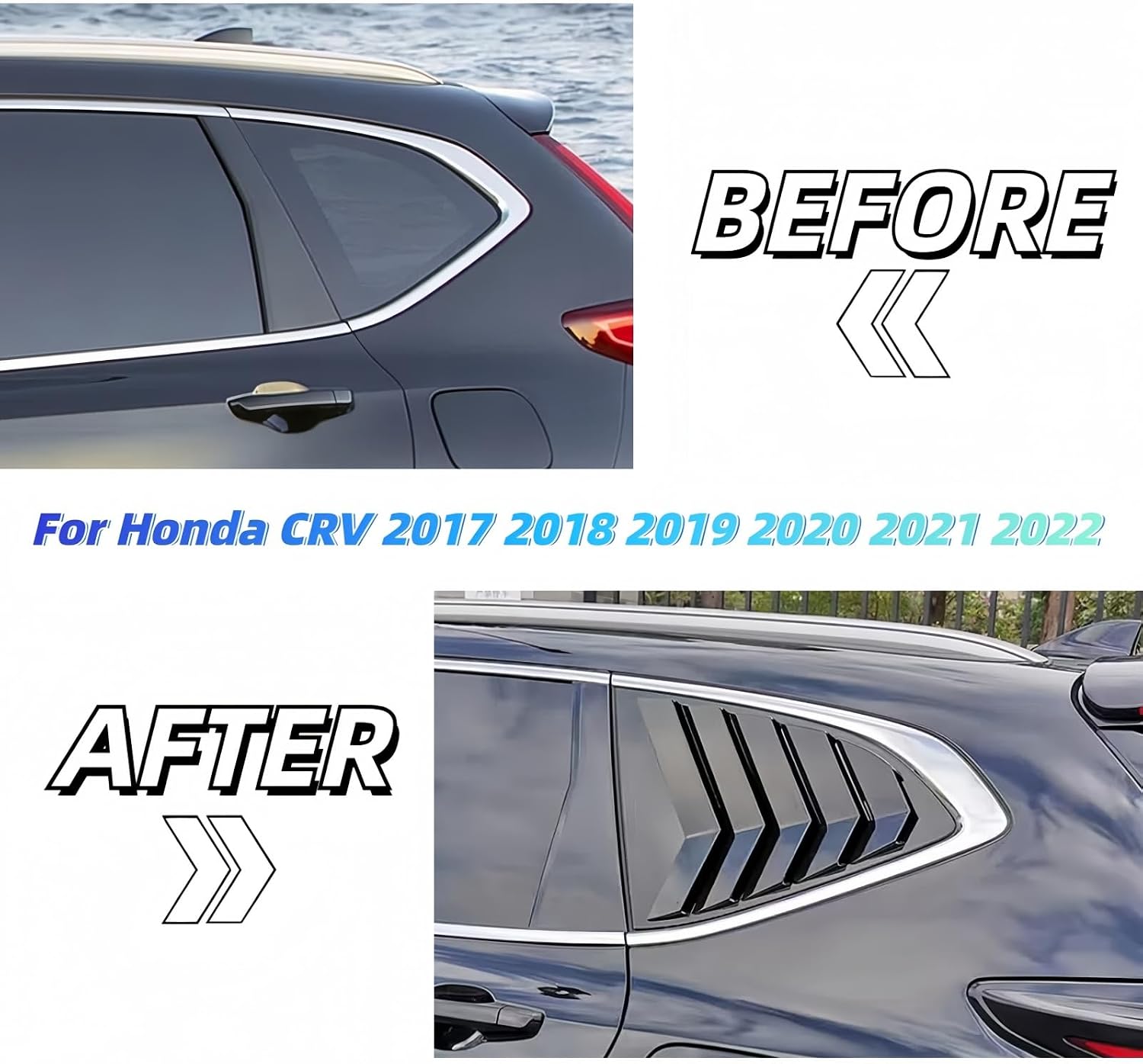 Rear Side Window Louvers Air Vent Scoop Cover Blinds for Honda CRV 2017-2022 (Glossy Black)