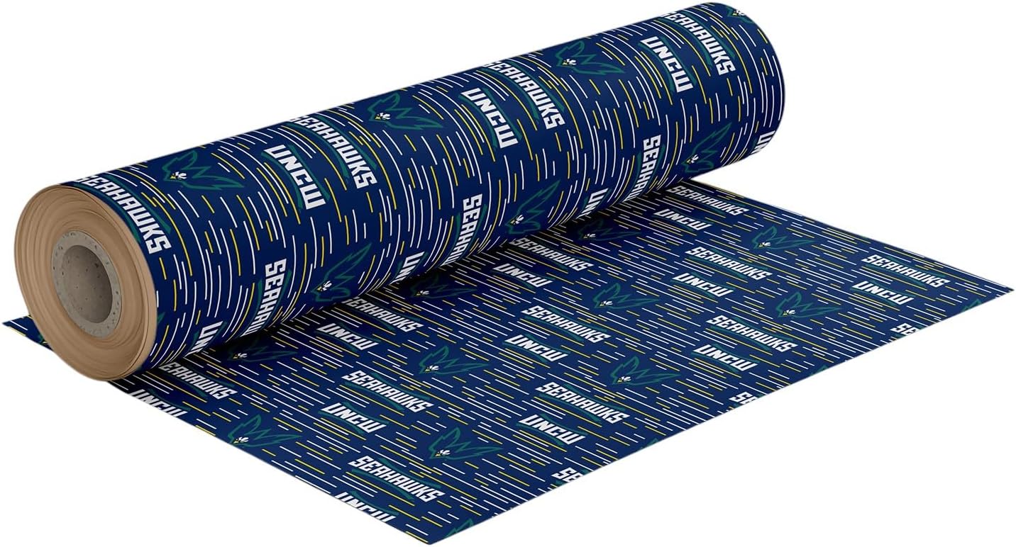 ONDEMAND FAN NCAA Wrapping Paper with Stripes of Spirit design (UNC Wilmington Seahawks,Wrapping Paper 30" x40')