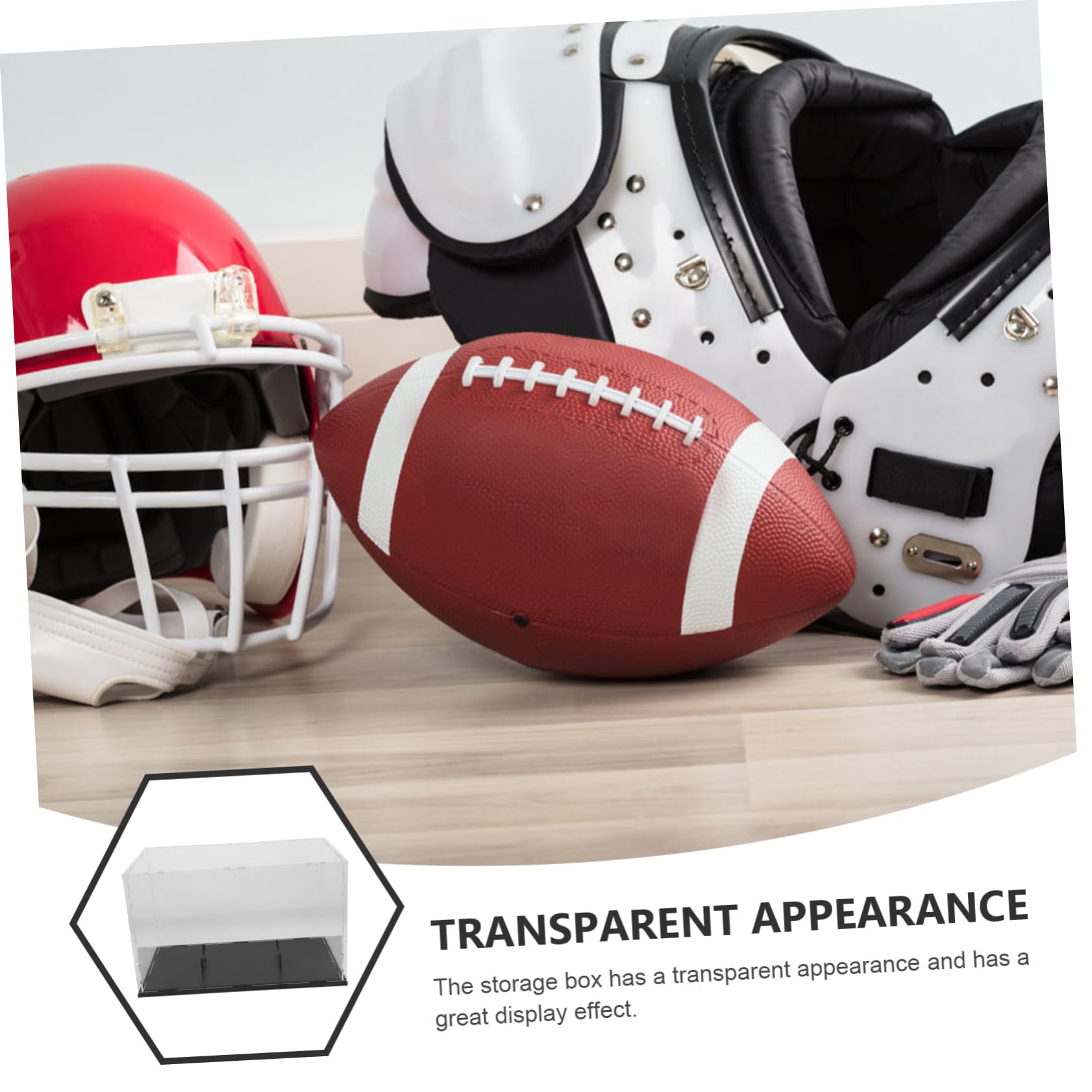 PRETYZOOM Vitrina Acrílica Negra Desmontable para Balones de Rugby y Béisbol con Diseño Extraíble y Acceso Rápido Adecuado para Uso en Interiores y Hogar