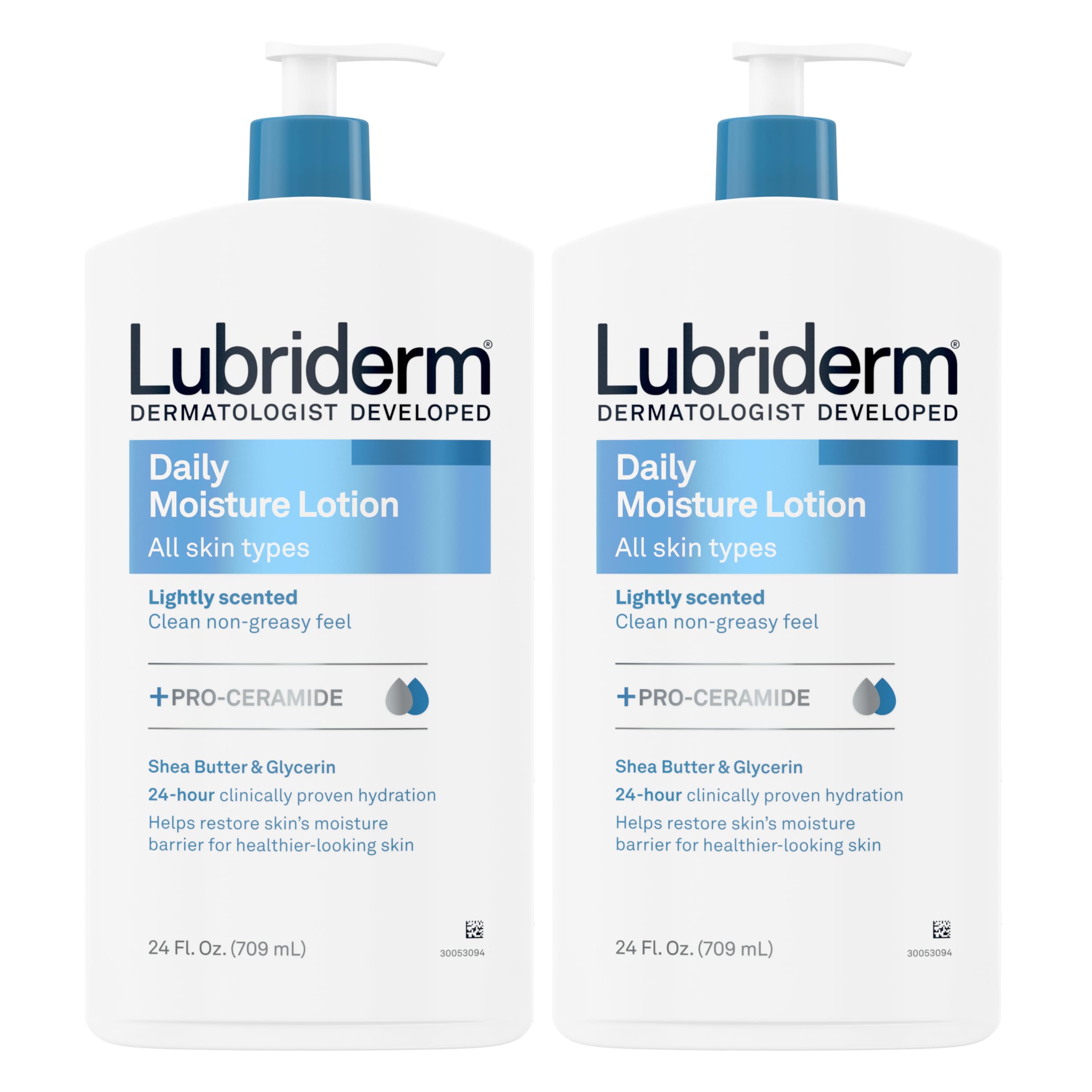 Lubriderm Daily Moisture Lotion + Pro-Ceramide with Shea Butter & Glycerin Helps Moisturize Dry Skin, Hydrating Face, Hand & Body Lotion, Light Scent,