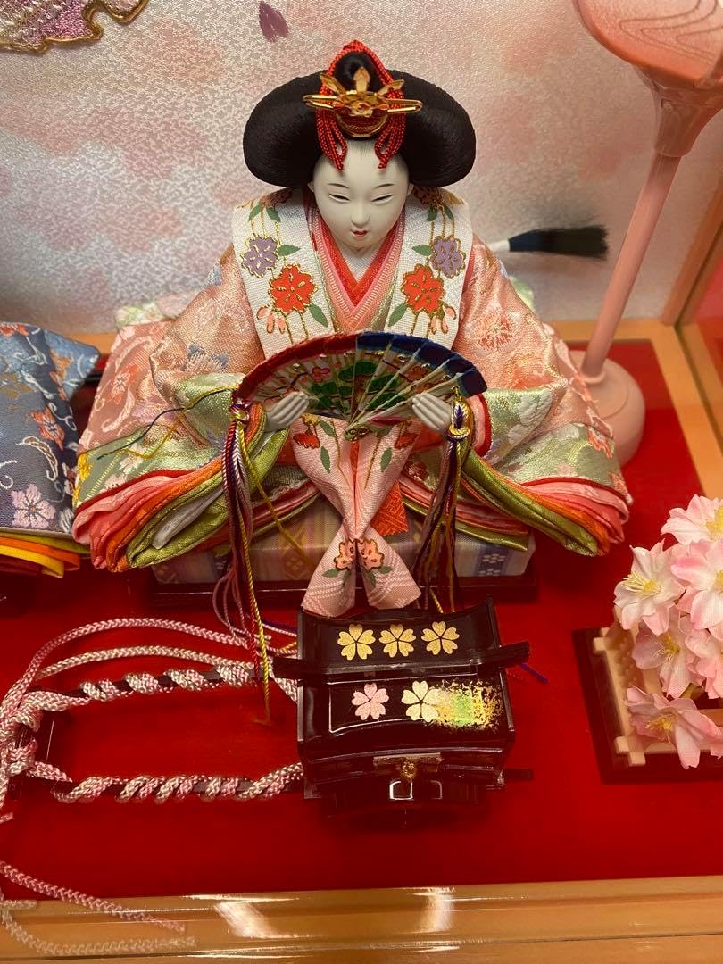 東京久月 雛人形ガラスケース入り親王飾り 間口約49×奥行約25