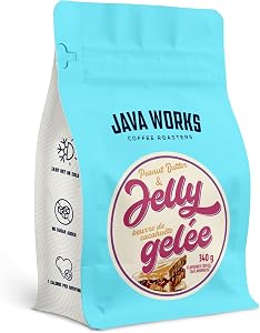 Java Works Coffee - Peanut Butter & Jelly Flavoured Coffee | 340 grams (12 ounces) | Medium Roast | Whole Bean