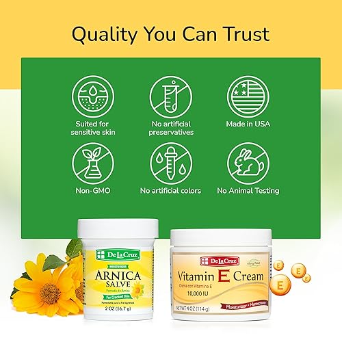 Miniatura 6 de De La Cruz - Crema de vitamina E y crema de árnica - Cuidado hidratante de la piel para pieles secas y ásperas