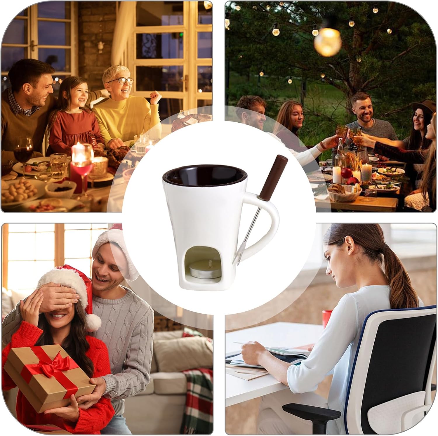 Chocolate Fondue Mug Ceramic Heat Resistant Pot