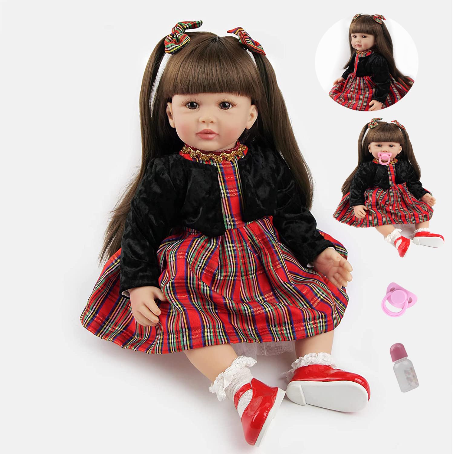 lalka Reborn 60 cm - 24 cale Reborn lalka Reborn lalki dziewczyna Silikonowa reborn niemowlęta lalka Baby Doll tkanina ciała realistyczna lalka niemowlęca realistyczne reborn lalki dziewczynki
