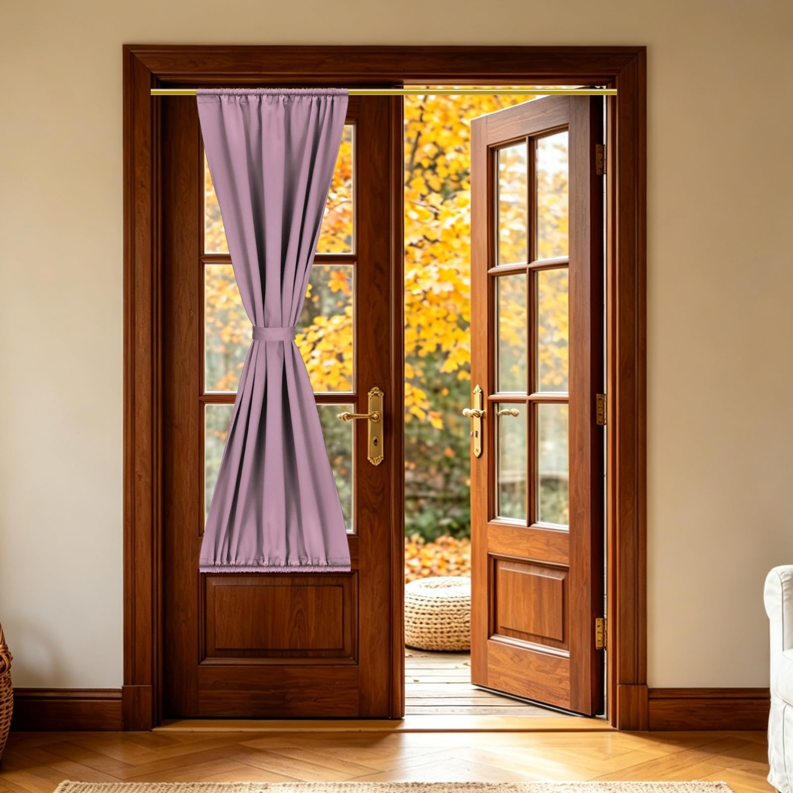 sourcing map 1 PC French Door Curtain, 51 x 183cm Blackout Thermal Insulated Energy Saving Drape Polyester Rod Pocket Curtains & Drapes for Kitchen Front Door Window Treatments, Rose — image 1