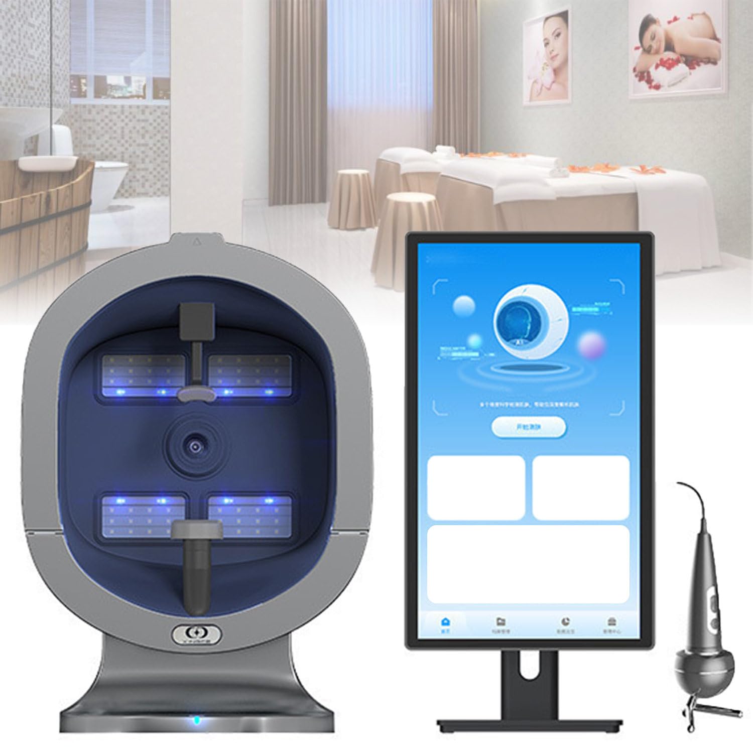 GTANND Intelligent Ai Skin Detector,Spectrum Facial Scanner,Full-Face Analyzer,Before/After Proof,20 Languages,Hd Pixels,Skin Analysis Machine For Spa/Salon 21.5