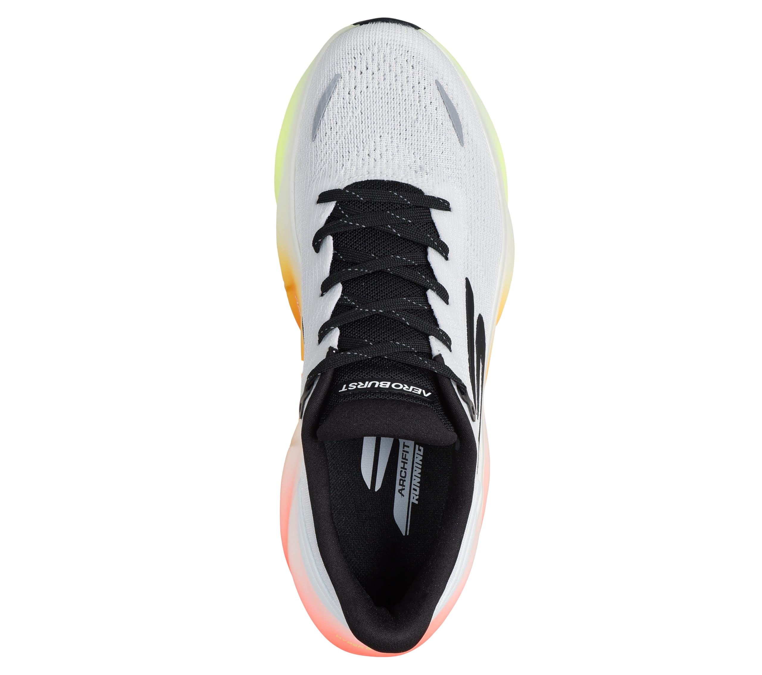 Skechers Men's Aero Burst Running Shoe, White/Black/Multi, 7