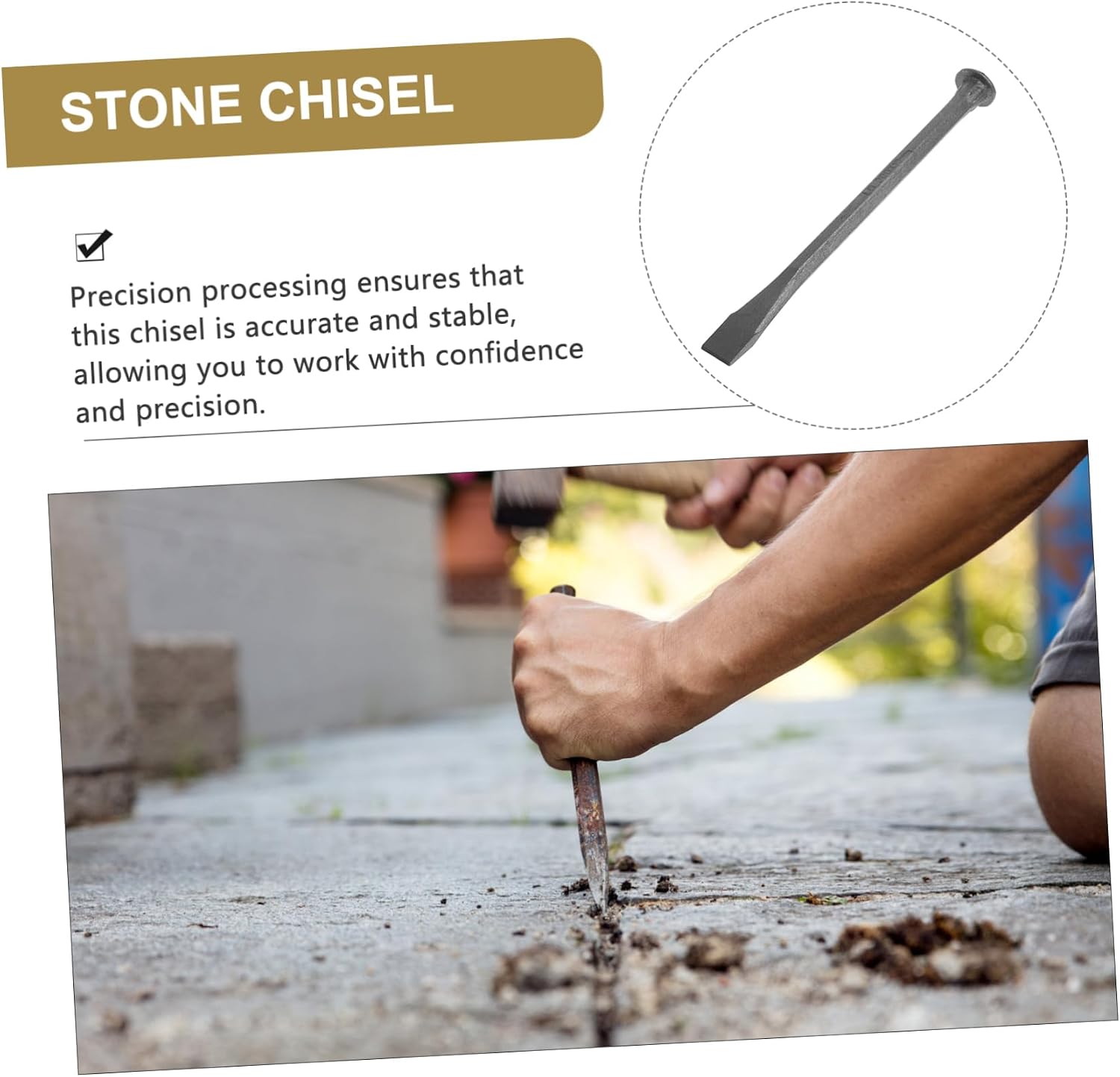 Mason Mason Chisel Handheld Carving Chisel Ergonomic Handle for Stonework Masonry Tool
