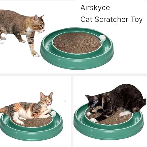 Miniatura 2 de airskyce Juguete rascador para mascotas, juguete de bola rascador de gato, con palo de limpieza de dientes de gato y bola giratoria eractiva para