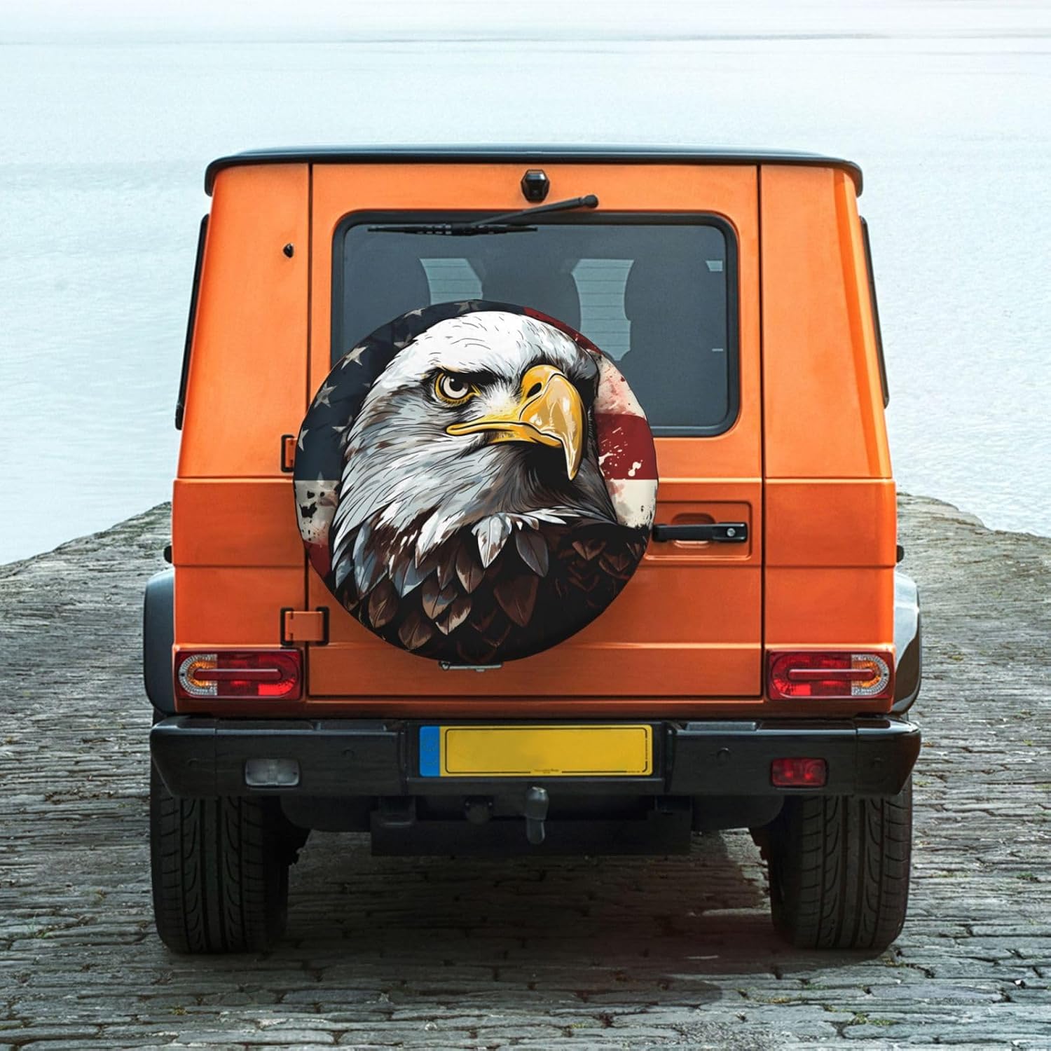 USA American Flag Eagle Spare Tire Cover Waterproof Dust-Proof Uv Sun Wheel Protectors Tire Cover Fit for Jeep，SUV, Rv, Travel Trailer, Truck14 Inch