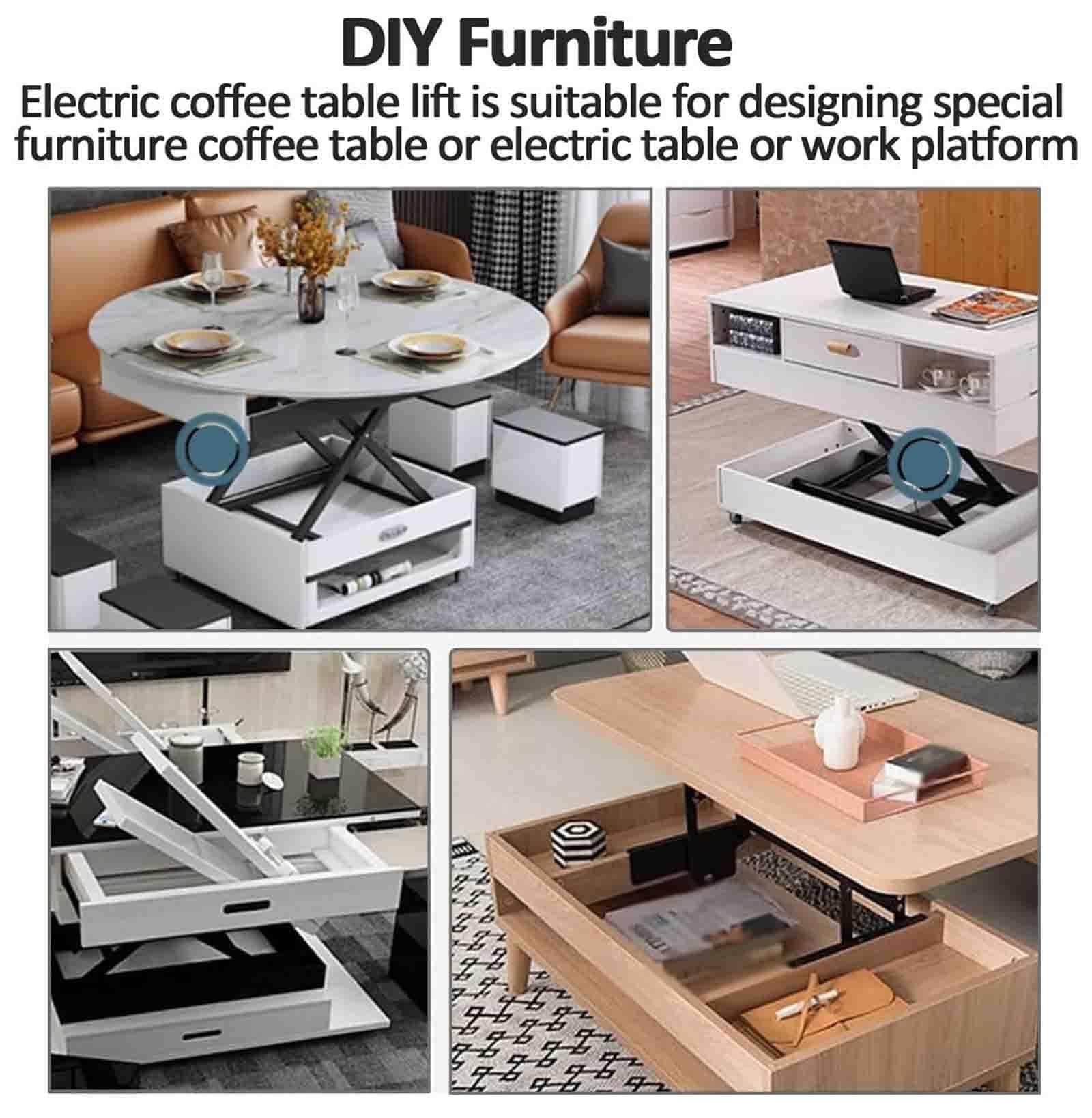 Sollevatore elettrico a forbice da tavolo, telecomando, piattaforma pieghevole regolabile in altezza per casa e ufficio, design resistente e compatto per un facile utilizzo e conservazione