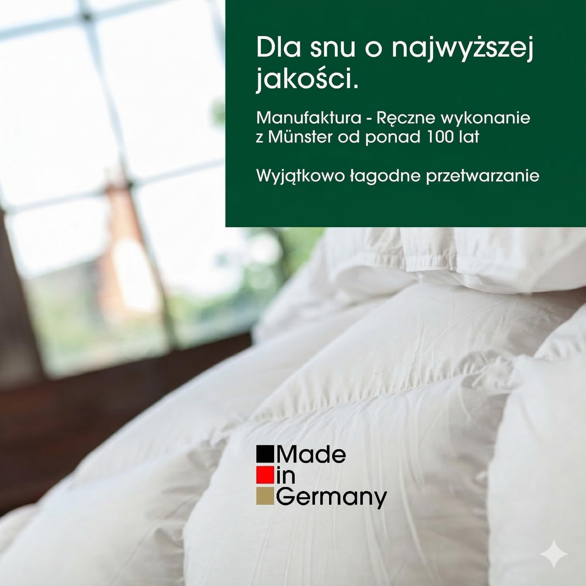 Premium de Luxe Poduszka Puchowa 60 x 70 cm - Made in Germany, 100% Bawełna, 3-Komorowa, Dla Alergików