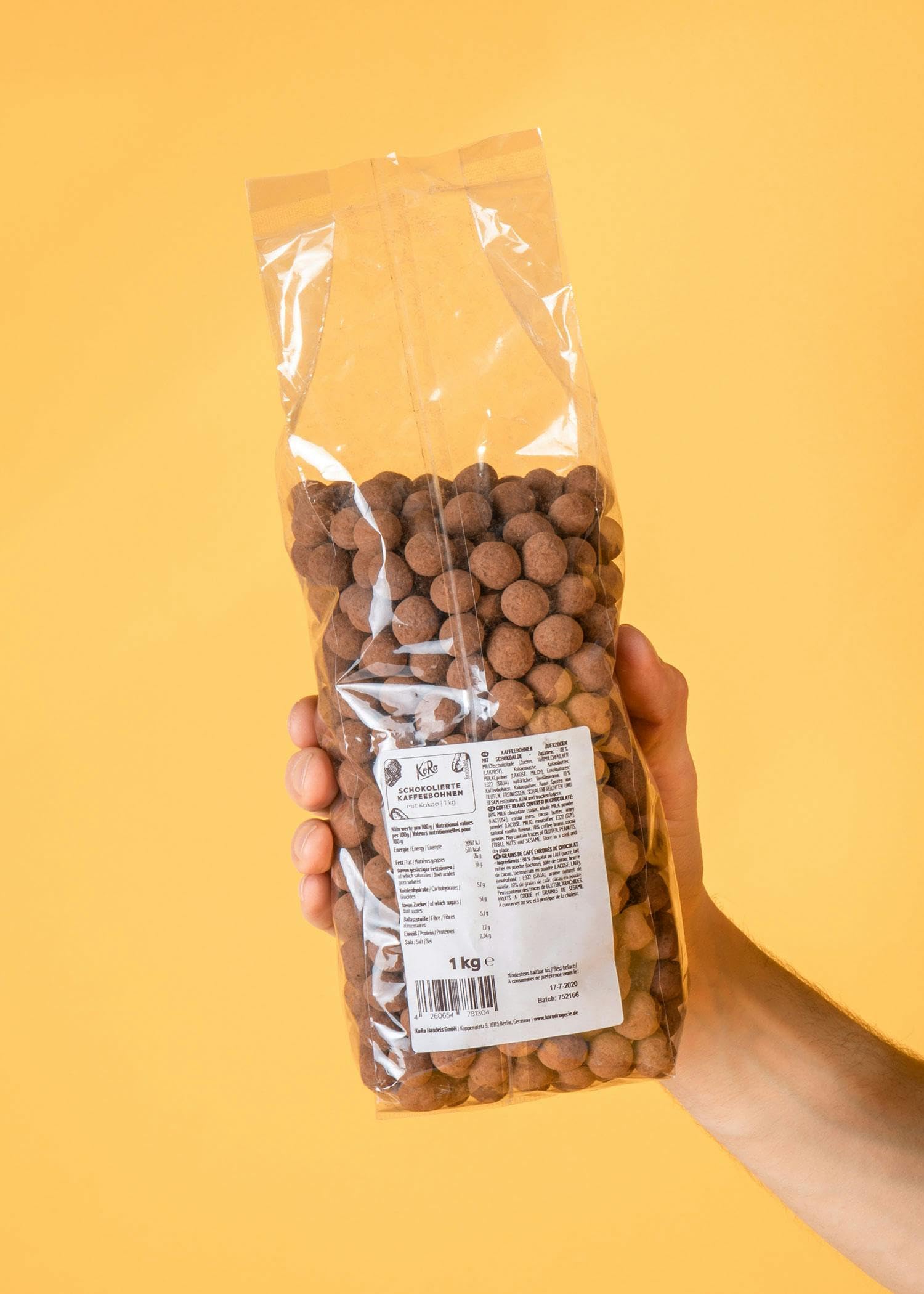 KoRo - Grains de café au chocolat 1 kg - Snack vegan idéal au goût intense de café et enrobé de chocolat.